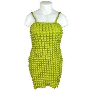 NEW Boohoo Green Bubble Textured Sleeveless Jersey Mini Bodycon Tank Dress Sz 14